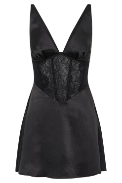 Kerrie Mini Halter Satin And Lace Dress - Black 17 Kerrie Mini Halter Satin And Lace Dress - Black -Meshki Shop B802023.04.13MESHKI 14178