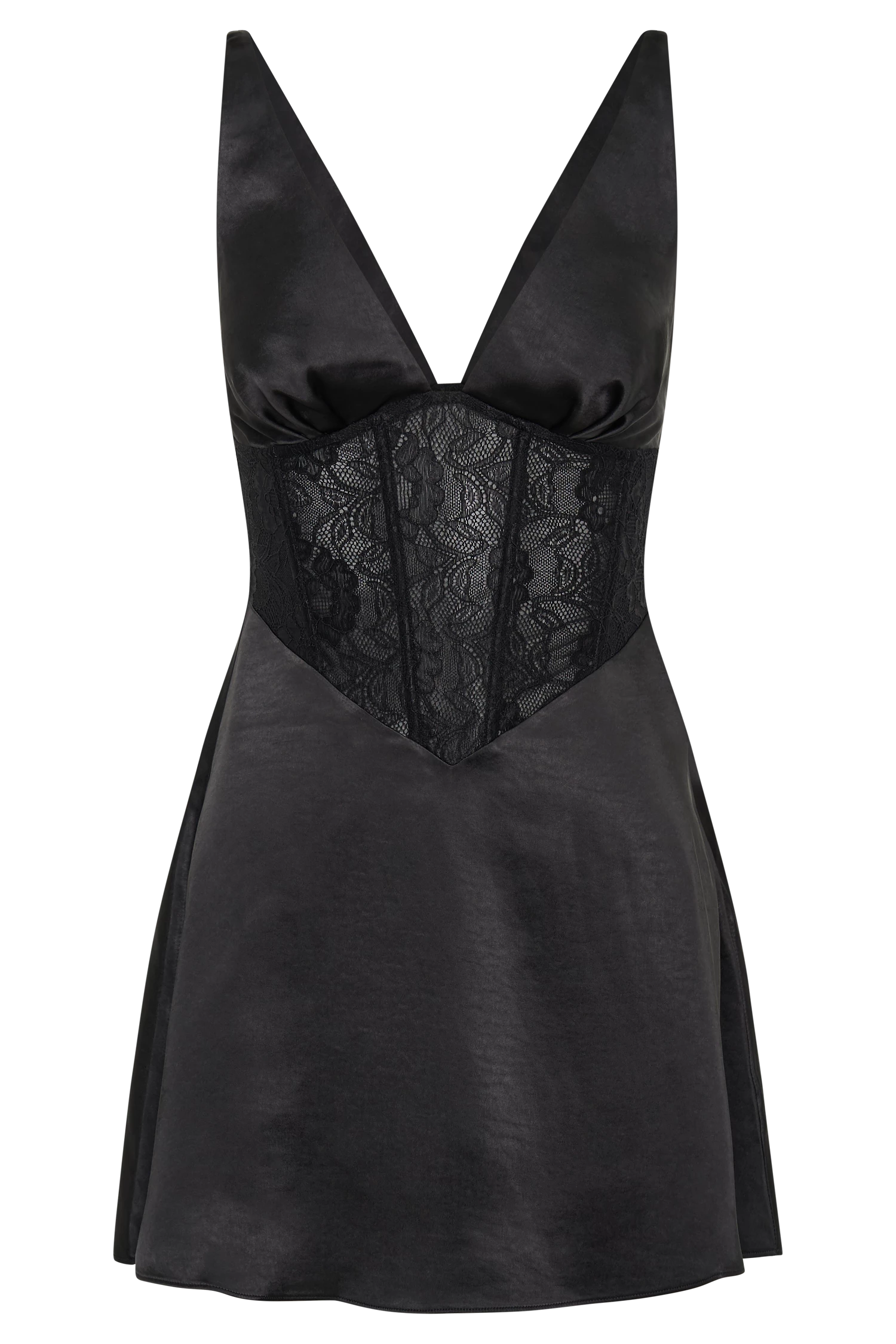 Kerrie Mini Halter Satin And Lace Dress - Black 10 Kerrie Mini Halter Satin And Lace Dress - Black - Image 8