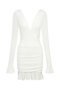 Leanne Jersey Gathered Mini Dress - White 15 Leanne Jersey Gathered Mini Dress - White -Meshki Shop B802023.04.13MESHKI 14194