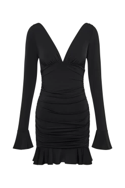 Leanne Jersey Gathered Mini Dress - Black 15 Leanne Jersey Gathered Mini Dress - Black -Meshki Shop B802023.04.13MESHKI 14196