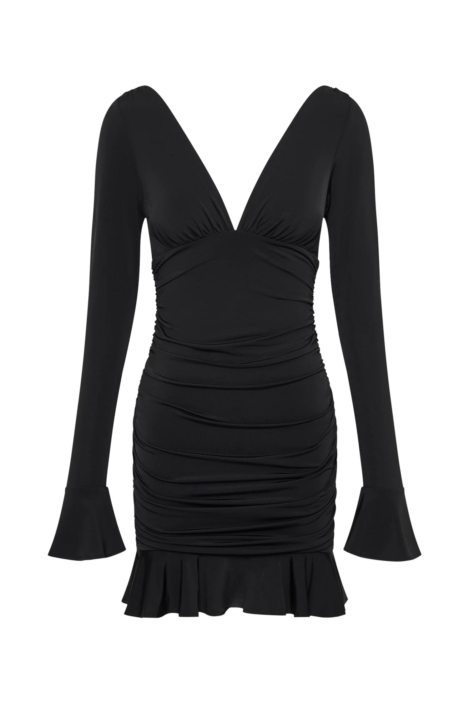 Leanne Jersey Gathered Mini Dress - Black 9 Leanne Jersey Gathered Mini Dress - Black - Image 7