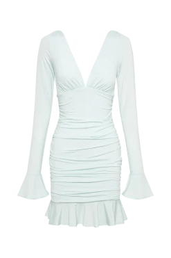 Leanne Jersey Gathered Mini Dress - Arctic Blue 13 Leanne Jersey Gathered Mini Dress - Arctic Blue -Meshki Shop B802023.04.13MESHKI 14217