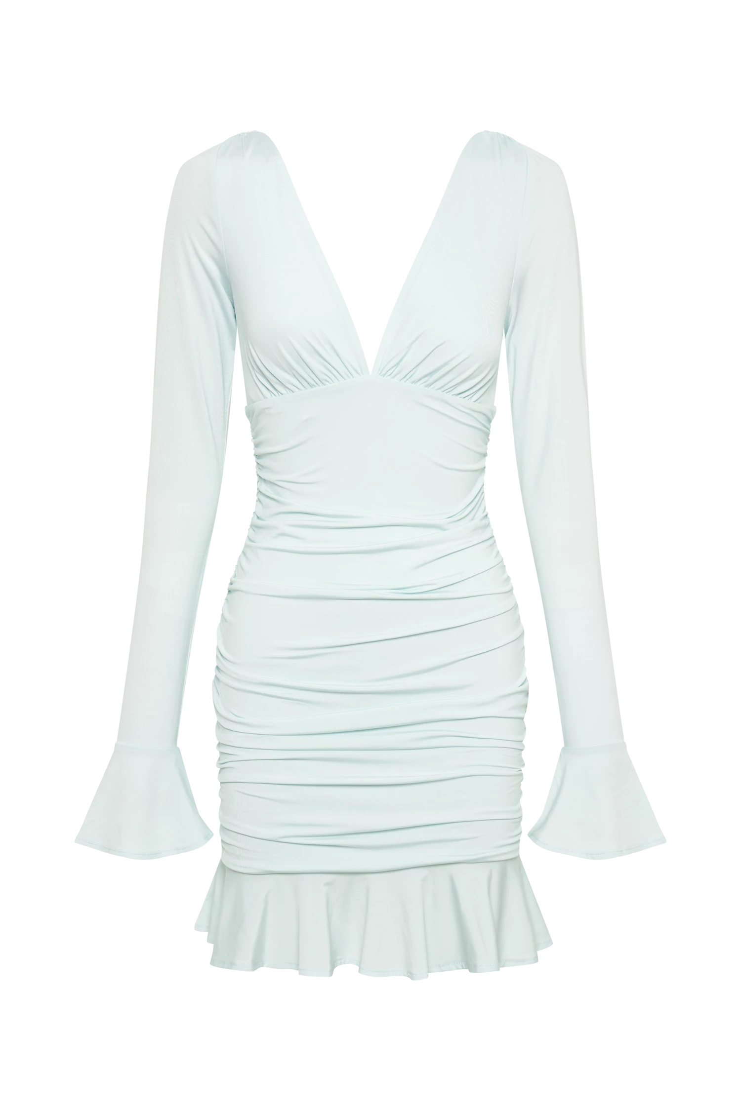 Leanne Jersey Gathered Mini Dress - Arctic Blue 8 Leanne Jersey Gathered Mini Dress - Arctic Blue - Image 6