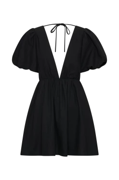 Myrah Puff Sleeve Linen Mini Dress - Black -Meshki Shop B822023.05.03MESHKI 14480