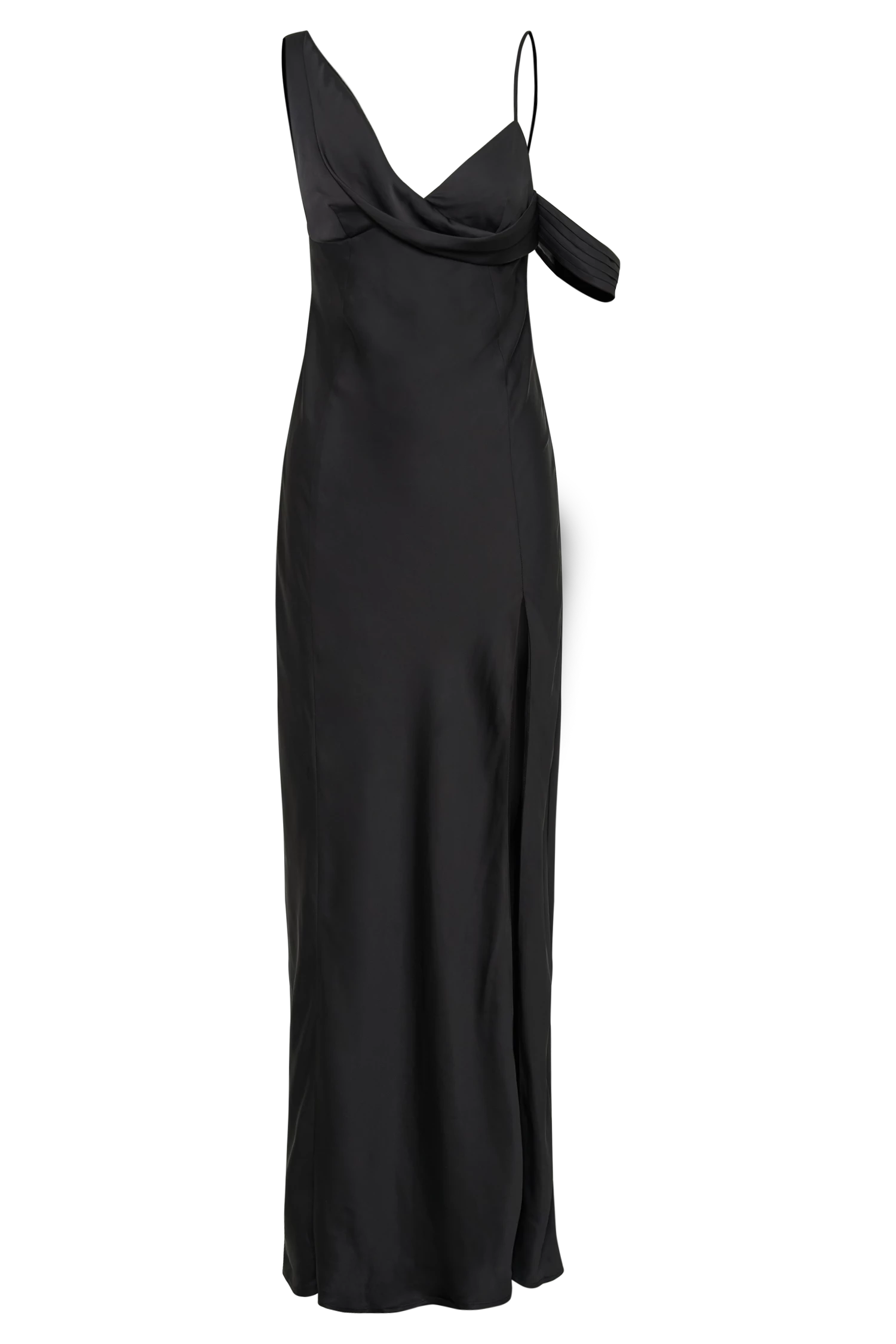 Soleil Satin Off Shoulder Maxi Dress - Black 10 Soleil Satin Off Shoulder Maxi Dress - Black - Image 8