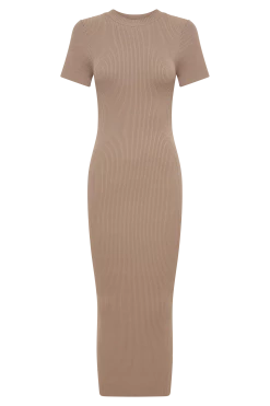 Sonia Short Sleeve Knit Midi Dress - Taupe -Meshki Shop B852023.06.22MESHKI 639
