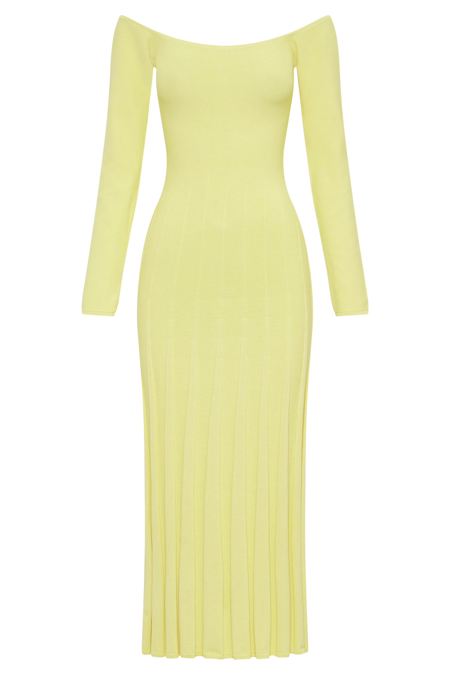 Emmeline Long Sleeve Rib Knit Midi Dress - Lemon 9 Emmeline Long Sleeve Rib Knit Midi Dress - Lemon - Image 7