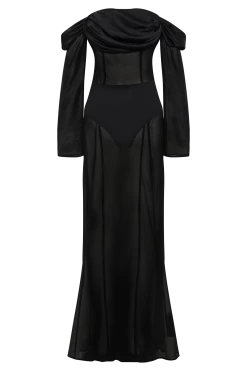 Ivanna Off Shoulder Chiffon Maxi Dress - Black -Meshki Shop B852023.06.22MESHKI 753