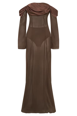 Ivanna Off Shoulder Chiffon Maxi Dress - Mocha 12 Ivanna Off Shoulder Chiffon Maxi Dress - Mocha -Meshki Shop B852023.06.22MESHKI 754