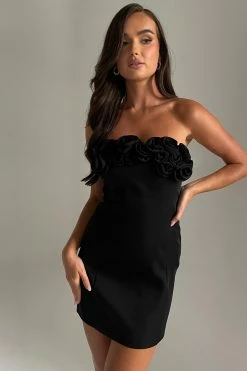 Brooks Rose Mini Dress - Black -Meshki Shop Brooks