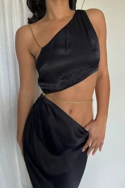 Clementine Chain Maxi Dress - Black