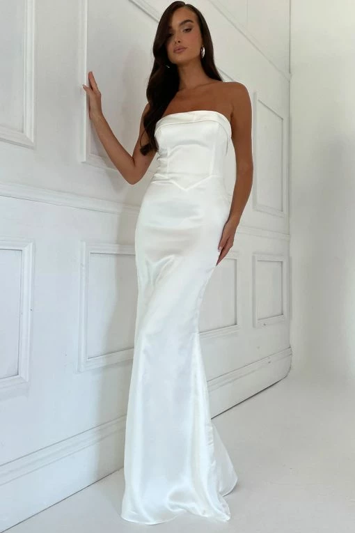Kaitlin Strapless Gown - White -Meshki Shop Kaitlin