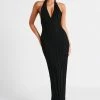 Caity Ribbed Halter Maxi Dress - Black