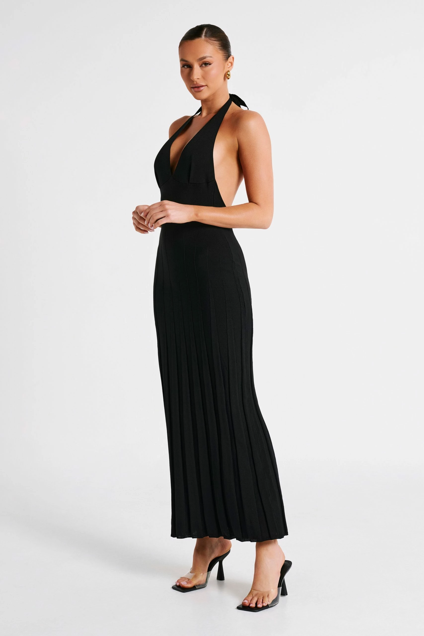 Caity Ribbed Halter Maxi Dress - Black 5 Caity Ribbed Halter Maxi Dress - Black - Image 3