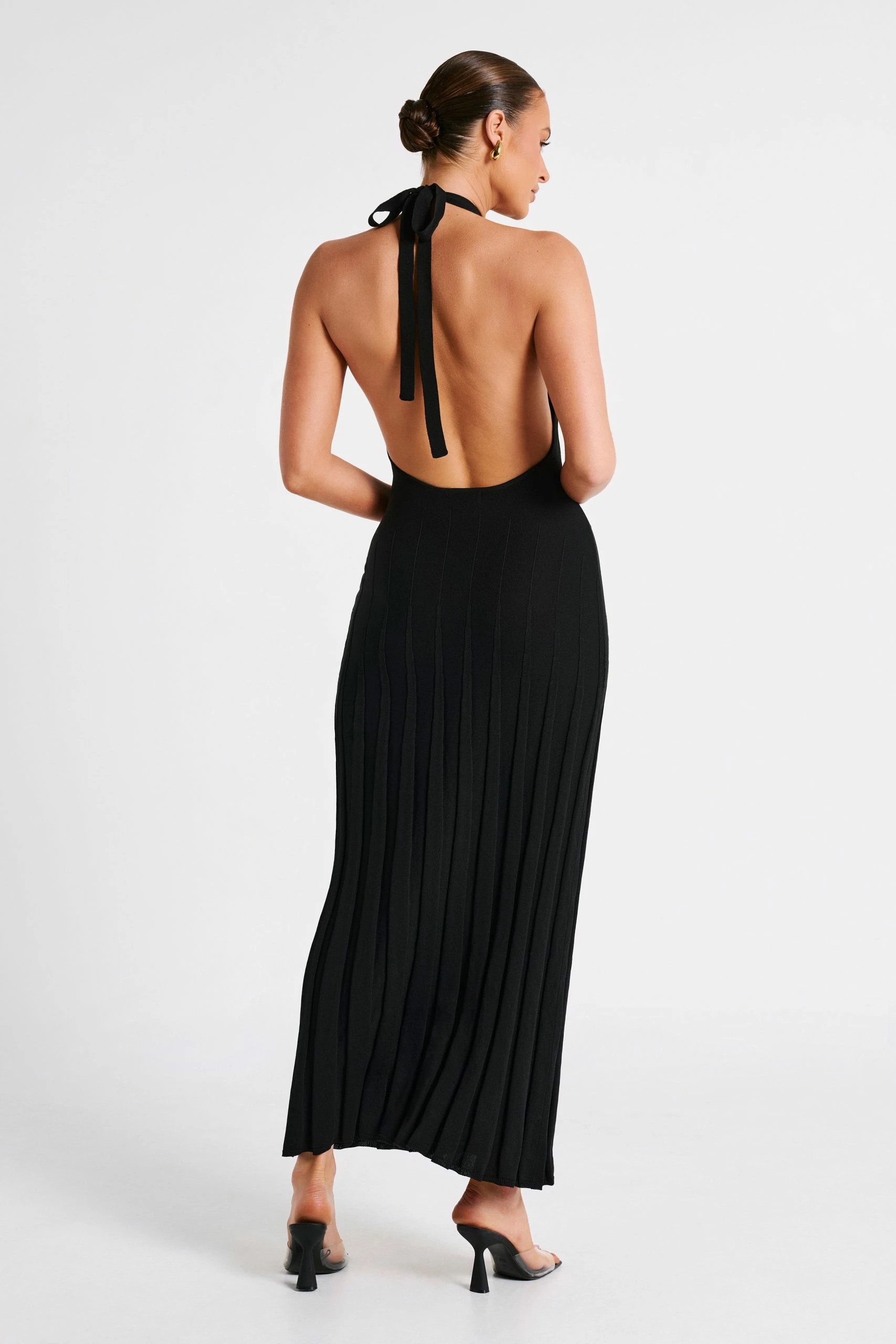 Caity Ribbed Halter Maxi Dress - Black 4 Caity Ribbed Halter Maxi Dress - Black - Image 2