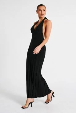 Caity Ribbed Halter Maxi Dress - Black 12 Caity Ribbed Halter Maxi Dress - Black -Meshki Shop MESHKI ECOM JUL23 MAXIMISATIONS KATIE DAY02 S05 039