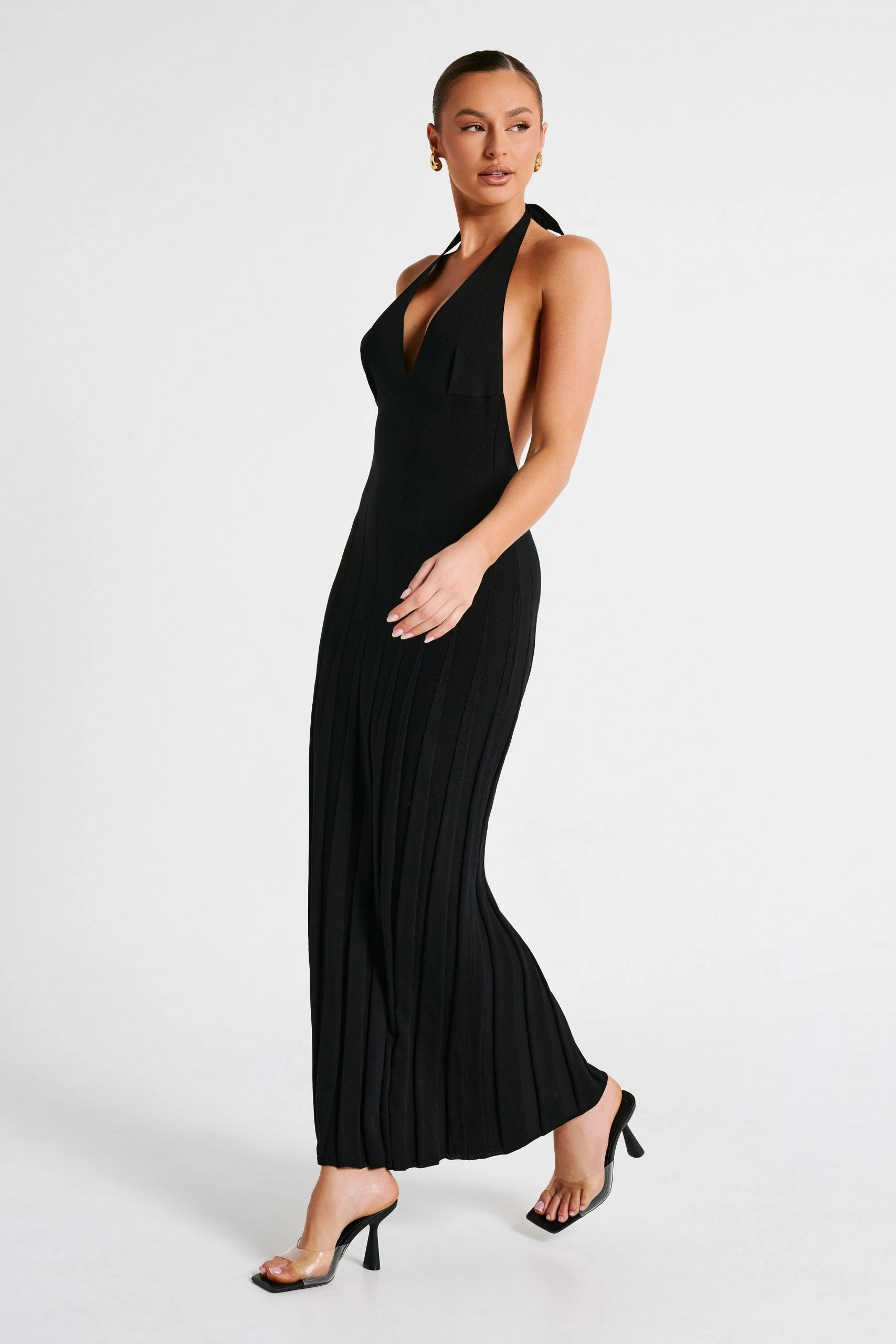 Caity Ribbed Halter Maxi Dress - Black 6 Caity Ribbed Halter Maxi Dress - Black - Image 4