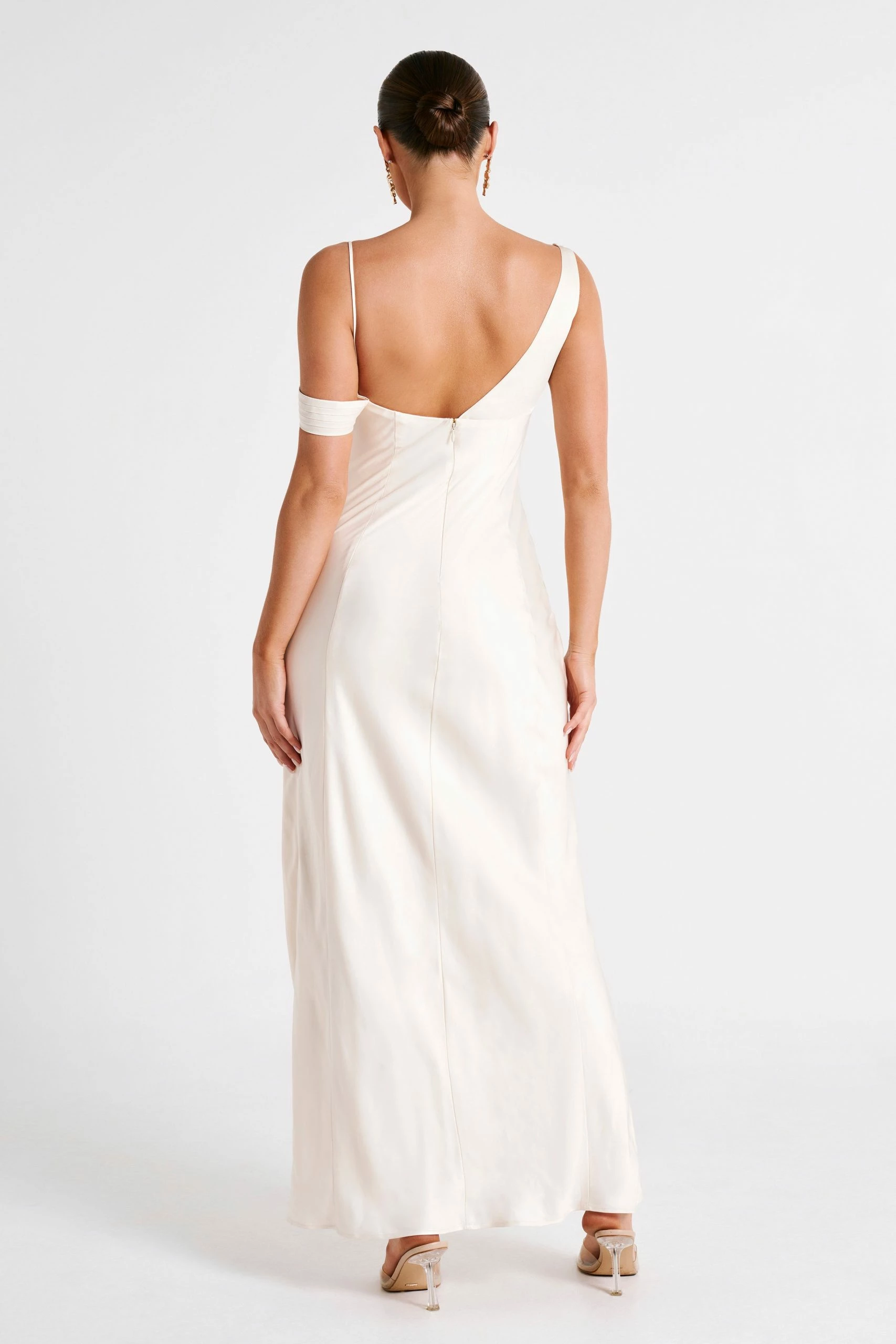 Soleil Satin Off Shoulder Maxi Dress - Ivory 5 Soleil Satin Off Shoulder Maxi Dress - Ivory - Image 3
