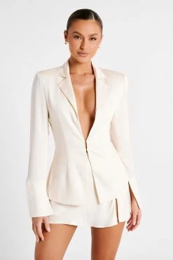 Hartley Satin Collared Shirt - Ivory