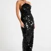 BSD April Sequin Halter Maxi Dress - Black -Meshki Shop MESHKI ECOM JUL23 MAXIMISATIONS KATIE DAY02 S26 011