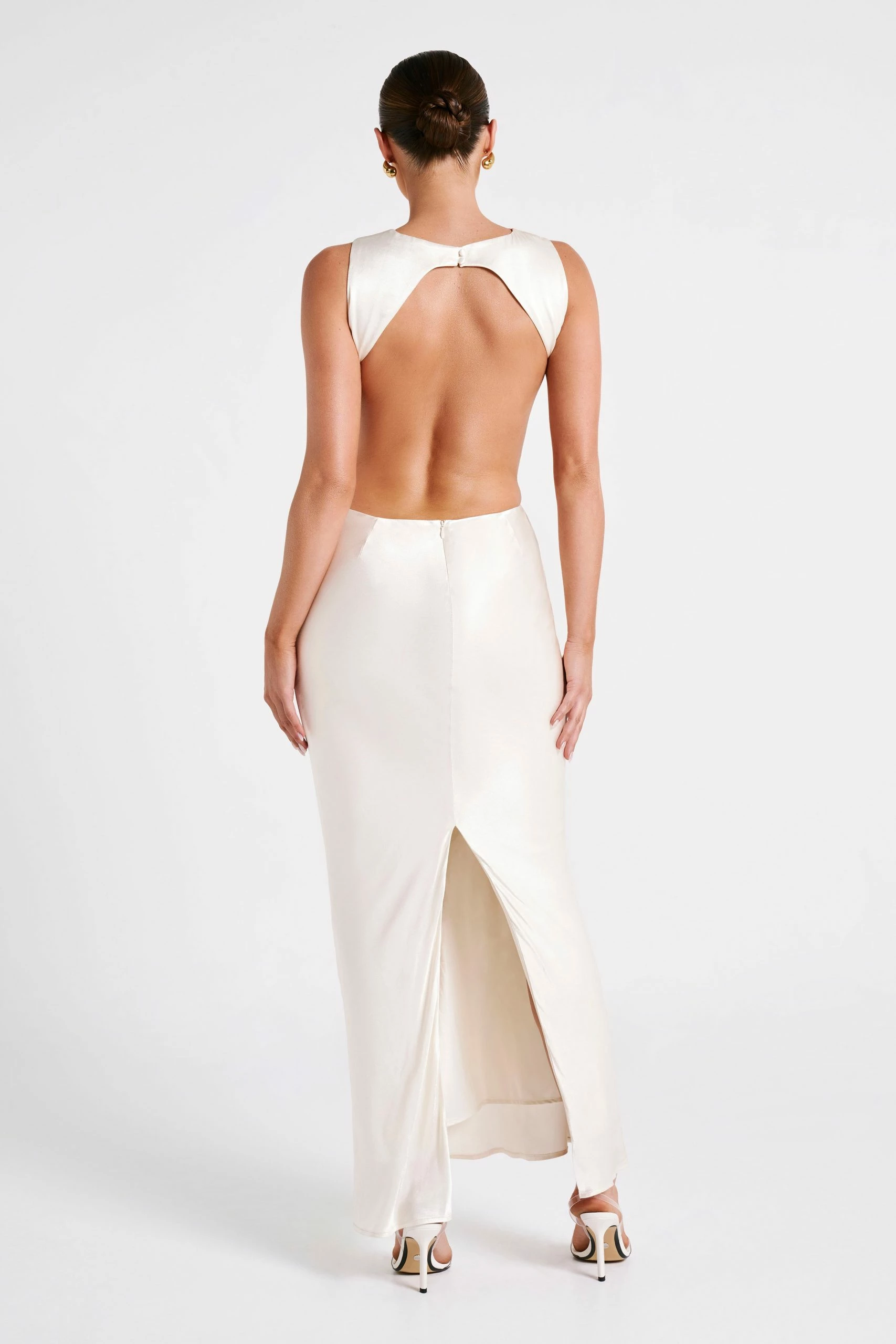 Electra Satin Cut Out Maxi Dress - Ivory 4 Electra Satin Cut Out Maxi Dress - Ivory - Image 2