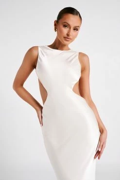 Electra Satin Cut Out Maxi Dress - Ivory 13 Electra Satin Cut Out Maxi Dress - Ivory -Meshki Shop MESHKI ECOM JULY23 KATIE DAY01 S01 025