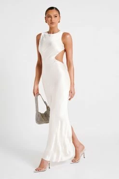 Electra Satin Cut Out Maxi Dress - Ivory 12 Electra Satin Cut Out Maxi Dress - Ivory -Meshki Shop MESHKI ECOM JULY23 KATIE DAY01 S01 032