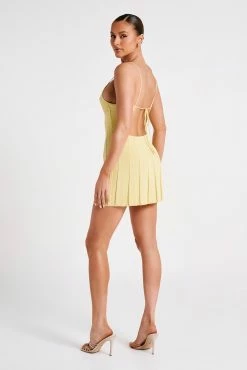 Kendra Rib Knit Mini Dress - Lemon 14 Kendra Rib Knit Mini Dress - Lemon -Meshki Shop MESHKI ECOM JULY23 KATIE DAY01 S05 022
