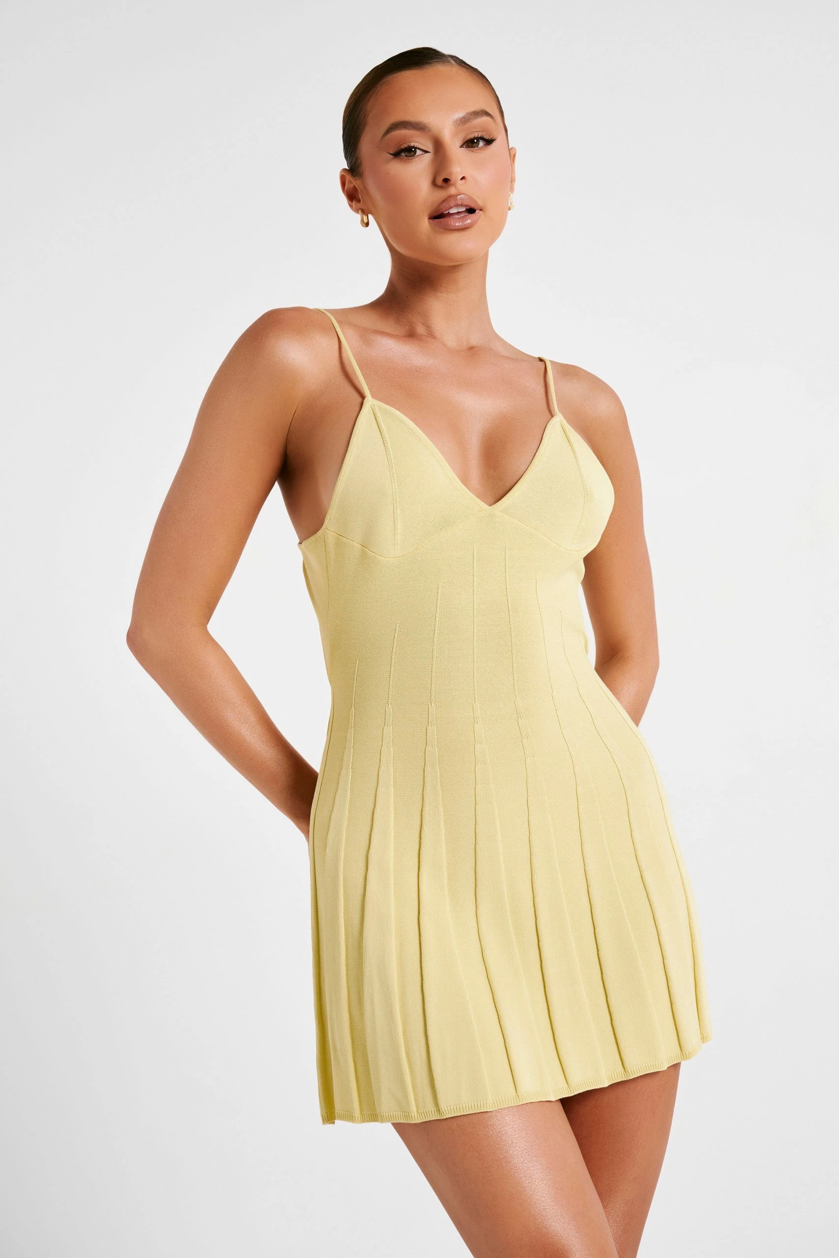 Kendra Rib Knit Mini Dress - Lemon 3 Kendra Rib Knit Mini Dress - Lemon