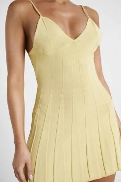 Kendra Rib Knit Mini Dress - Lemon 16 Kendra Rib Knit Mini Dress - Lemon -Meshki Shop MESHKI ECOM JULY23 KATIE DAY01 S05 044