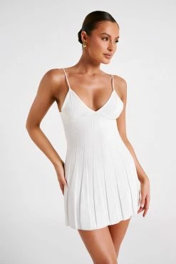 Kendra Rib Knit Mini Dress - White