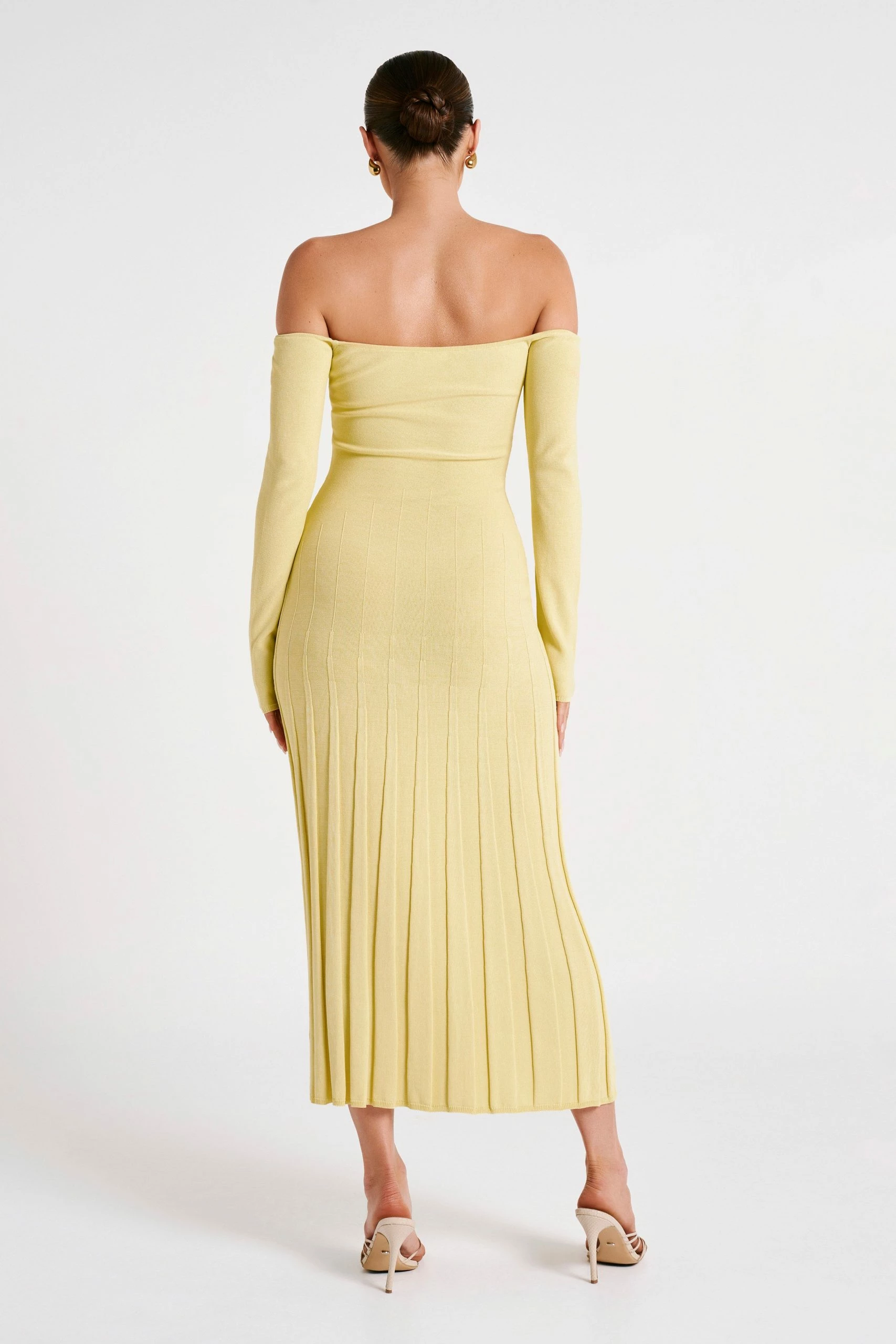 Emmeline Long Sleeve Rib Knit Midi Dress - Lemon 4 Emmeline Long Sleeve Rib Knit Midi Dress - Lemon - Image 2