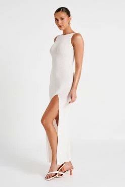 Maxine Sheer Knit Maxi Dress - White -Meshki Shop MESHKI ECOM JULY23 KATIE DAY01 S09 018