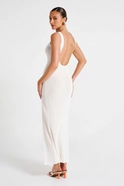 Maxine Sheer Knit Maxi Dress - White