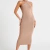 Sarai Halter Neck Knit Midi Dress - Wheat