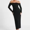 Emmeline Long Sleeve Rib Knit Midi Dress - Black 2 Emmeline Long Sleeve Rib Knit Midi Dress - Black -Meshki Shop MESHKI ECOM JULY23 KATIE DAY01 S15 006