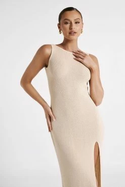 Maxine Sheer Knit Maxi Dress - Wheat 13 Maxine Sheer Knit Maxi Dress - Wheat -Meshki Shop MESHKI ECOM JULY23 KATIE DAY01 S16 034