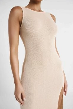Maxine Sheer Knit Maxi Dress - Wheat 15 Maxine Sheer Knit Maxi Dress - Wheat -Meshki Shop MESHKI ECOM JULY23 KATIE DAY01 S16 050