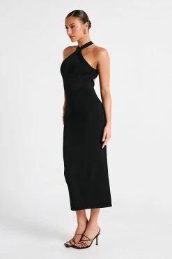 Sarai Halter Neck Knit Midi Dress - Black -Meshki Shop MESHKI ECOM JULY23 KATIE DAY01 S20 022