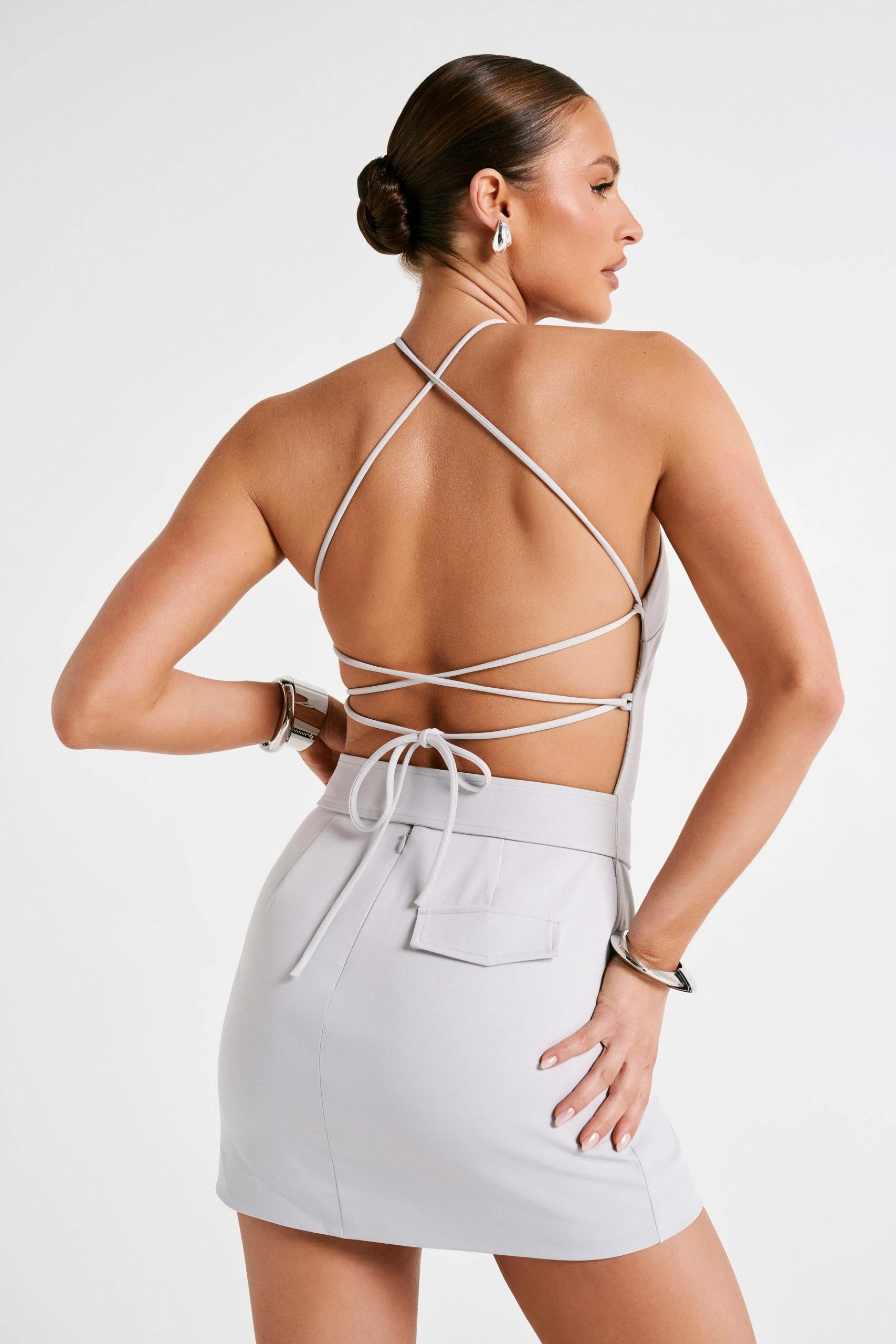 Diana Suiting Mini Dress - Ice Grey 4 Diana Suiting Mini Dress - Ice Grey - Image 2