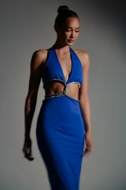 Nicha Diamante Cut Out Maxi Dress - Cobalt Blue -Meshki Shop MIDNIGHTMYNX2416 1