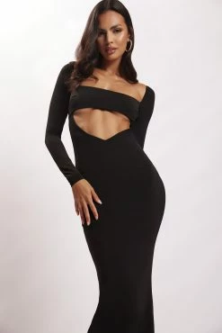 Ashleigh Cut Out Bandeau Maxi Dress - Black -Meshki Shop Mehskiecom02.0315839