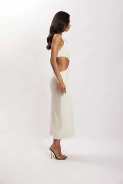 Natalie Halter Neck Cut Out Midi Dress - Bone -Meshki Shop Mehskiecom02.0316062