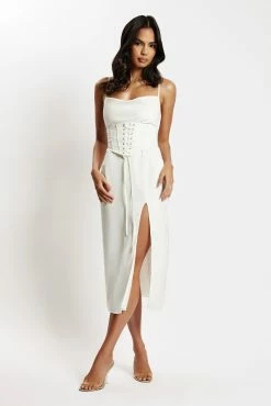 Lucy Cowl Midi Dress With Corset - White -Meshki Shop MeshkiEcom18.05.221222