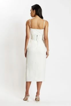 Lucy Cowl Midi Dress With Corset - White -Meshki Shop MeshkiEcom18.05.221260
