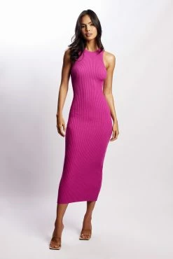 Sienna Knit Midi Dress - Violet