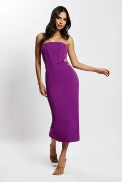 Catherine Cut Out Midi Dress - Violet -Meshki Shop MeshkiEcom31.05.225035