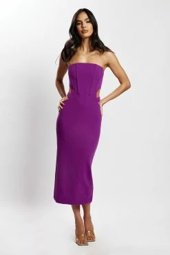 Catherine Cut Out Midi Dress - Violet -Meshki Shop MeshkiEcom31.05.225067