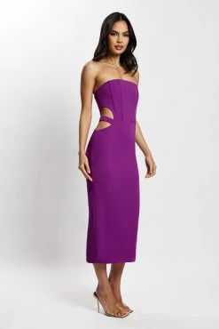 Catherine Cut Out Midi Dress - Violet -Meshki Shop MeshkiEcom31.05.225073