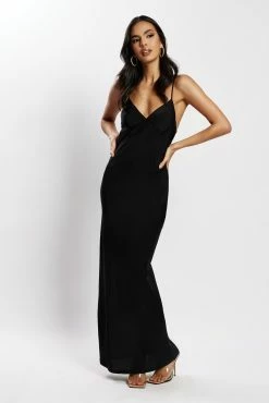 Baily Satin Maxi Dress - Black -Meshki Shop MeshkiEcom31.05.225247